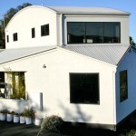 Geometric house design with curves and angles