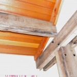 Internal support timbers made from the floor joists of a demolished Hobart warehouse.